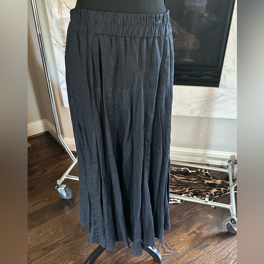 Black Linen Maxi Skirt by CP Shades